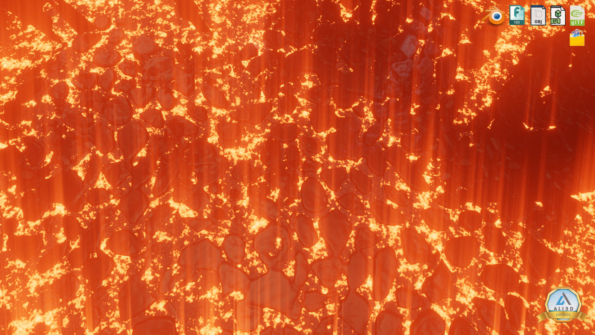 Large Scale Hell Landscape Mountains fire and flowing Lava 3D model_4