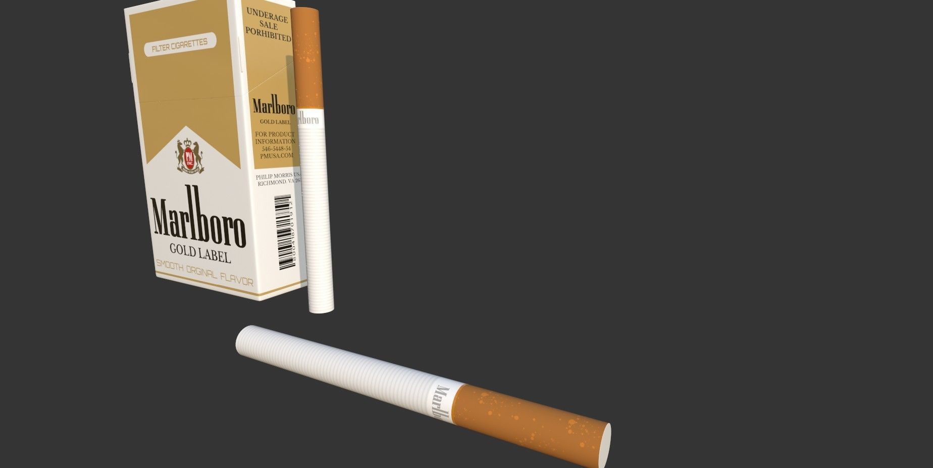 Marlboro Gold Label cigarettes Low-poly 3D model_14
