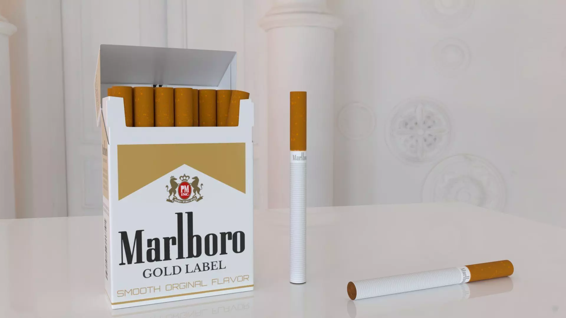 Marlboro Gold Label cigarettes Low-poly 3D model_0