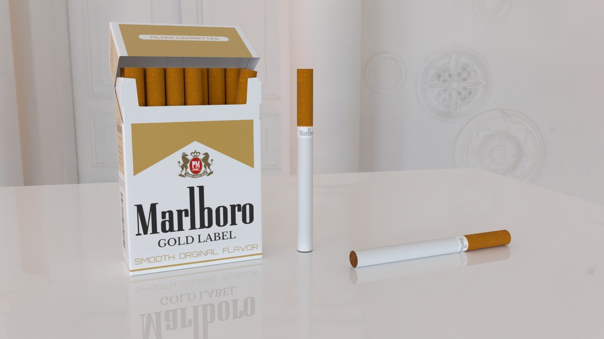 Marlboro Gold Label cigarettes Low-poly 3D model_3