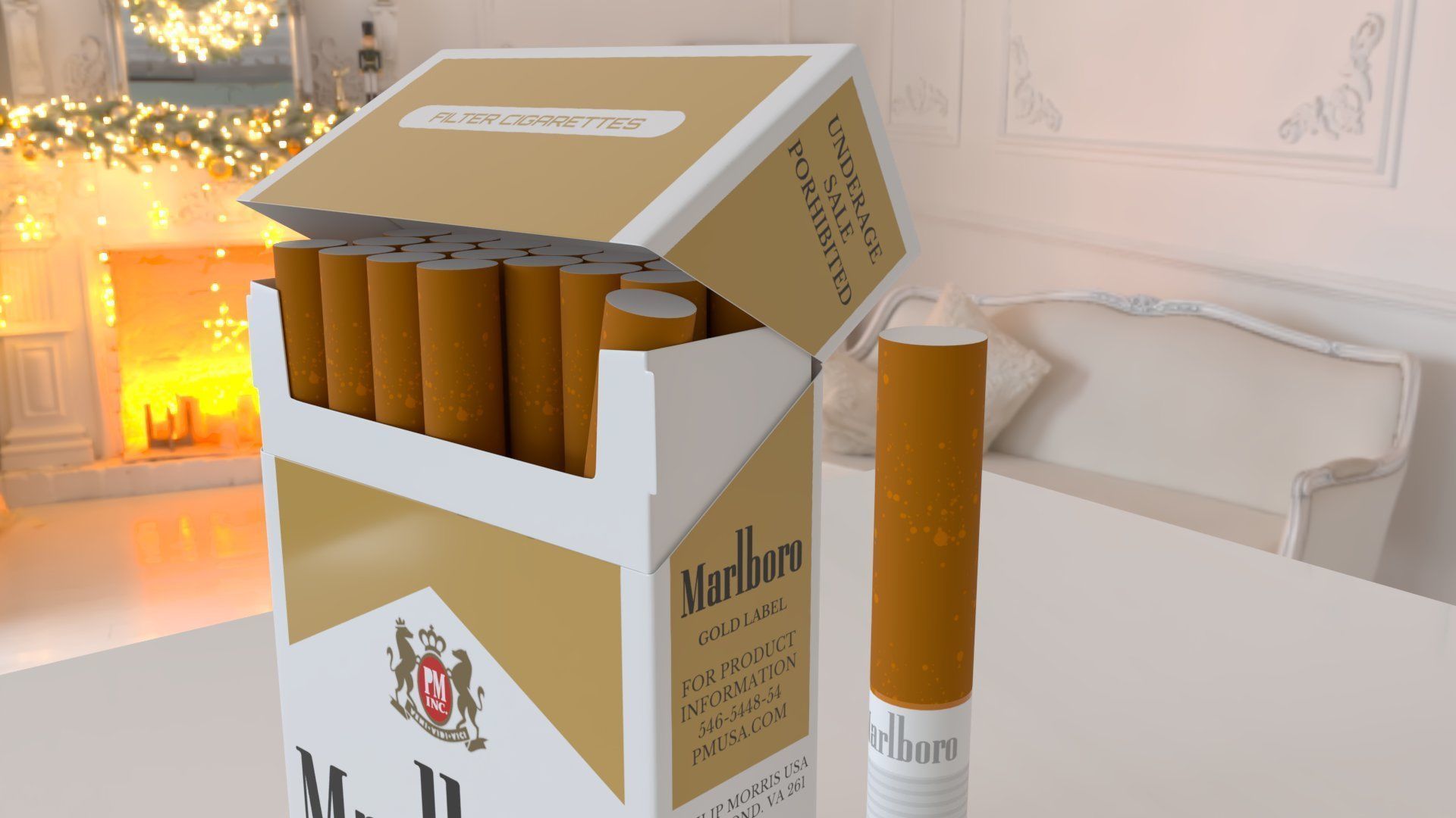 Marlboro Gold Label cigarettes Low-poly 3D model_6