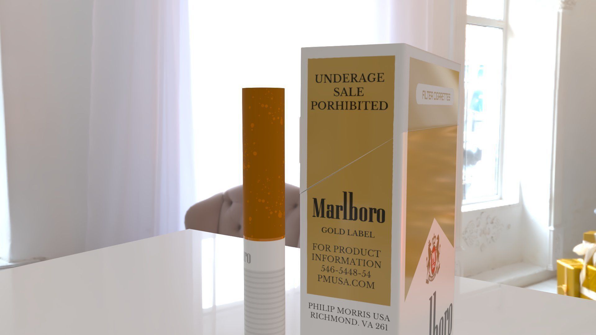 Marlboro Gold Label cigarettes Low-poly 3D model_8