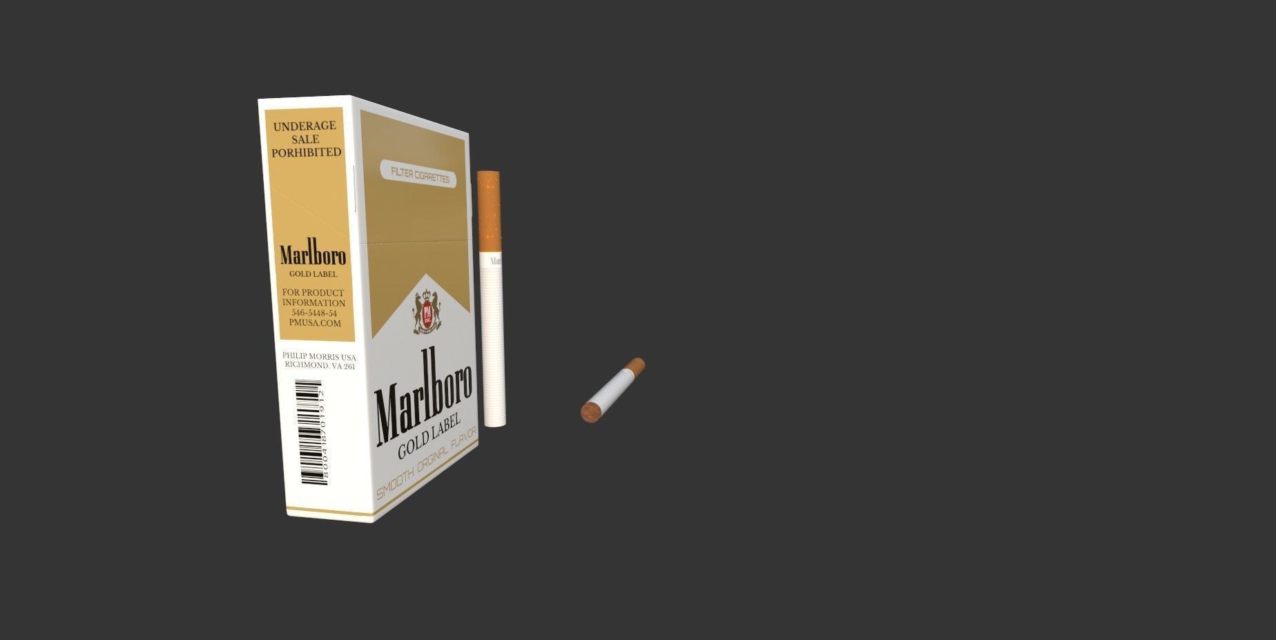 Marlboro Gold Label cigarettes Low-poly 3D model_13