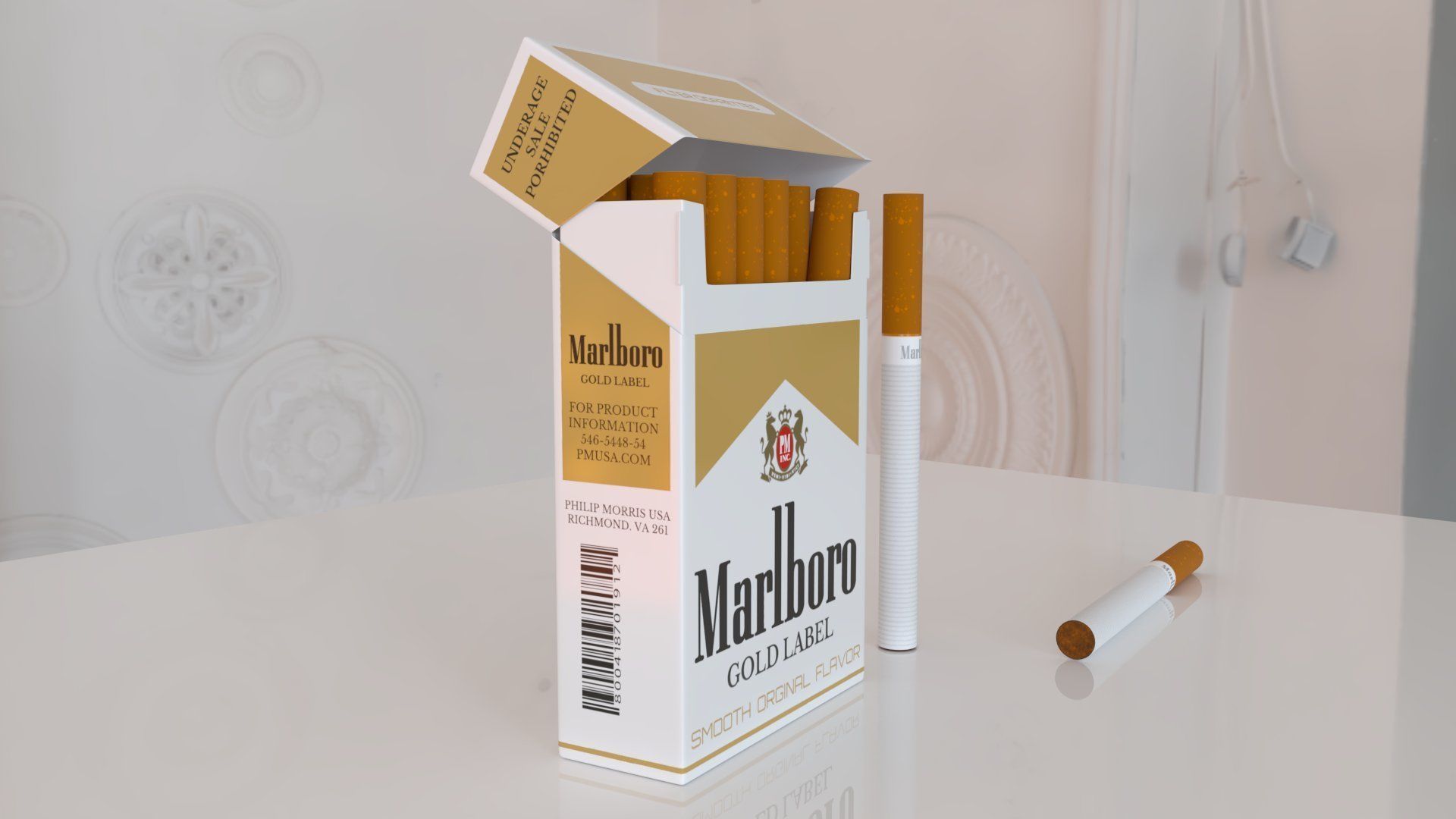 Marlboro Gold Label cigarettes Low-poly 3D model_5