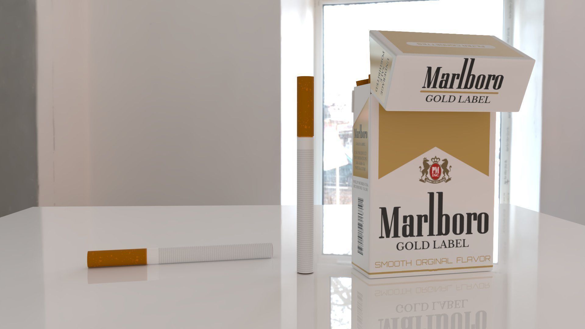 Marlboro Gold Label cigarettes Low-poly 3D model_1