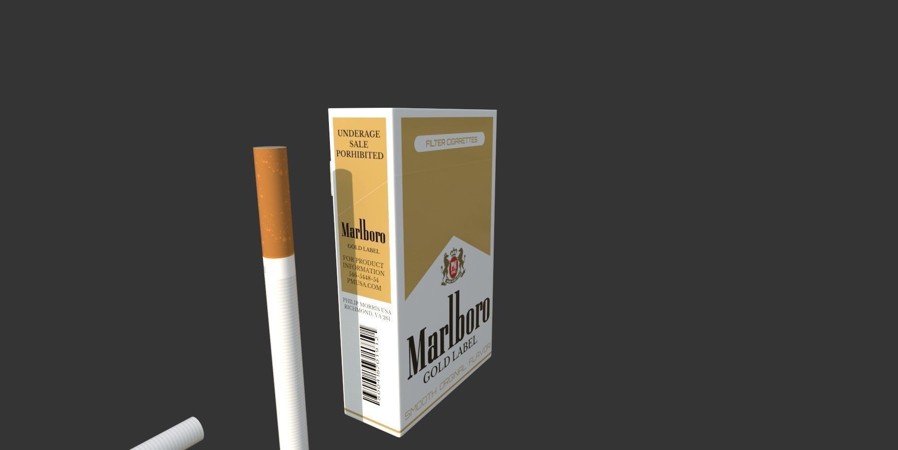 Marlboro Gold Label cigarettes Low-poly 3D model_12