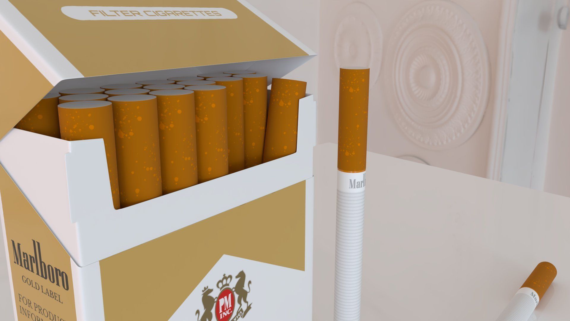 Marlboro Gold Label cigarettes Low-poly 3D model_2