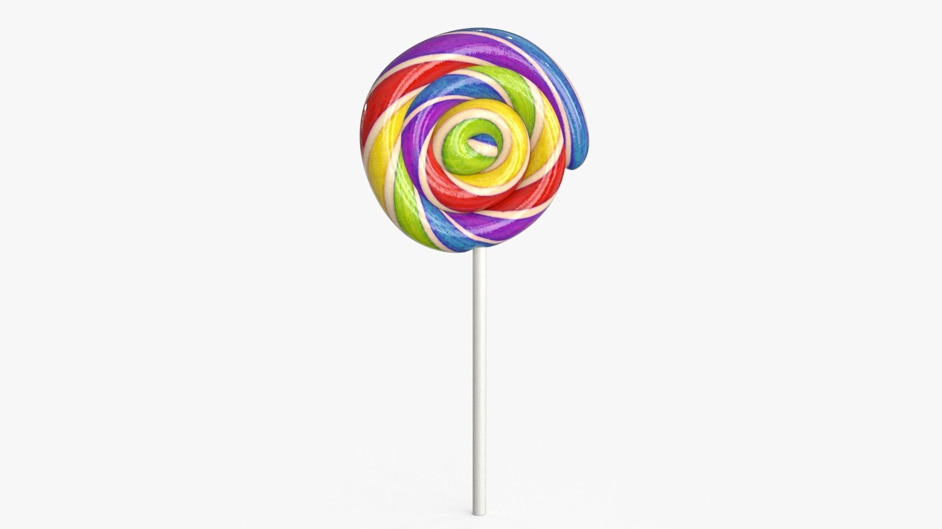 Lollipop rainbow on stick Low-poly 3D model_4
