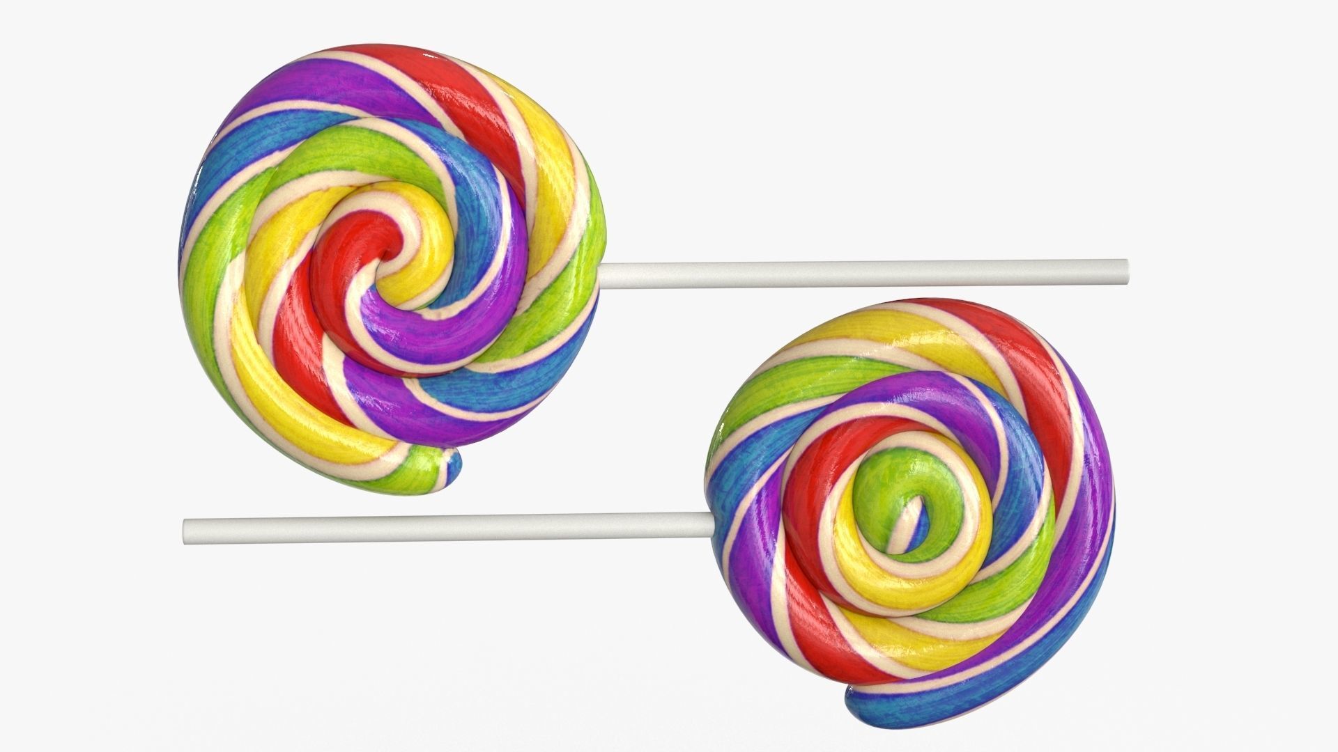 Lollipop rainbow on stick Low-poly 3D model_2