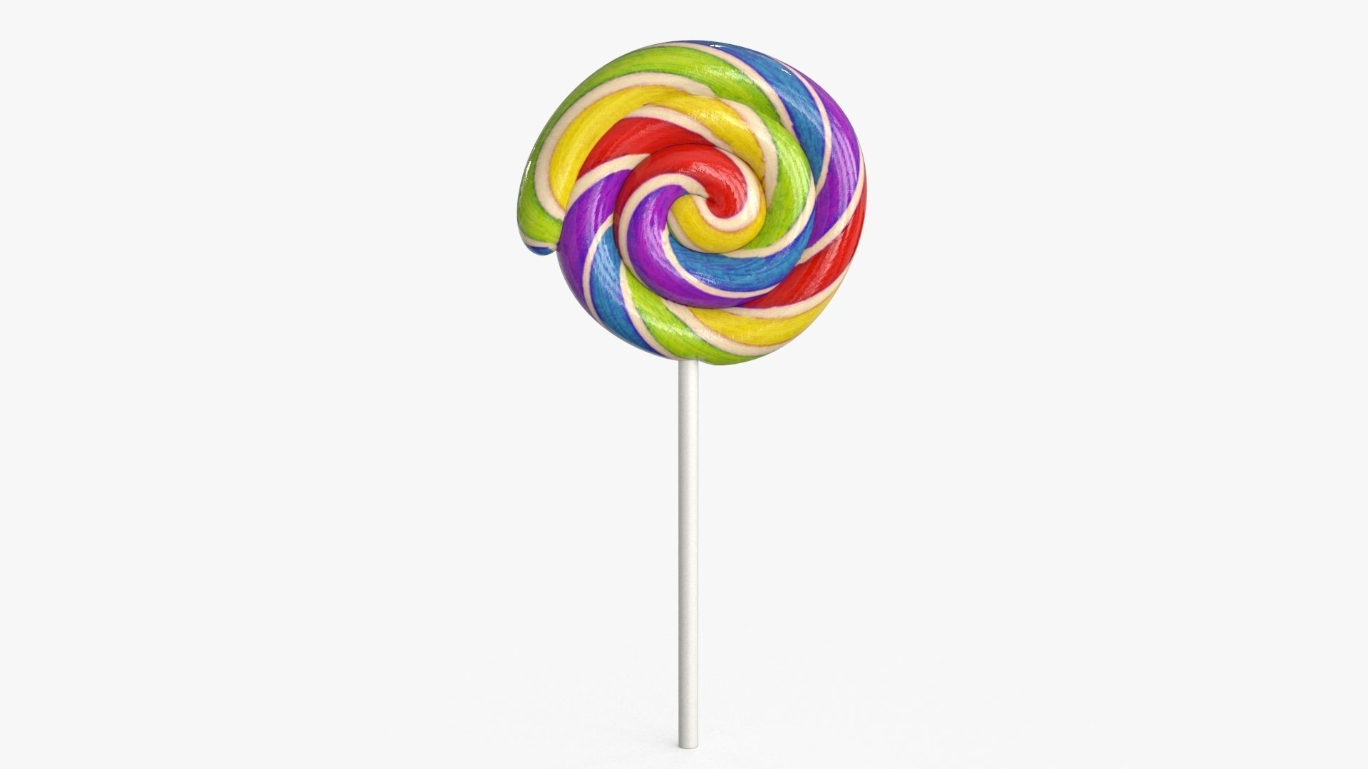 Lollipop rainbow on stick Low-poly 3D model_9