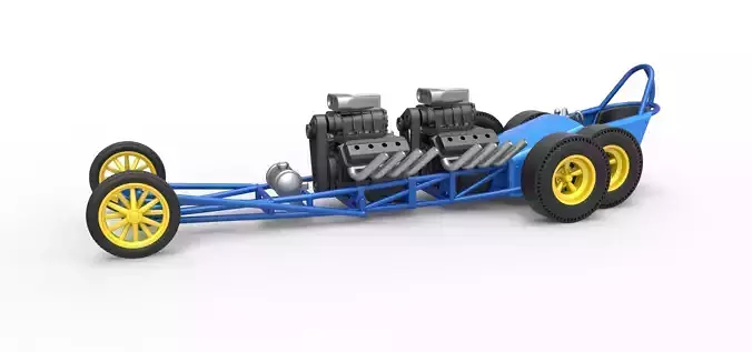 Front engine 6 wheeled dragster Version 2 Scale 1 to 25