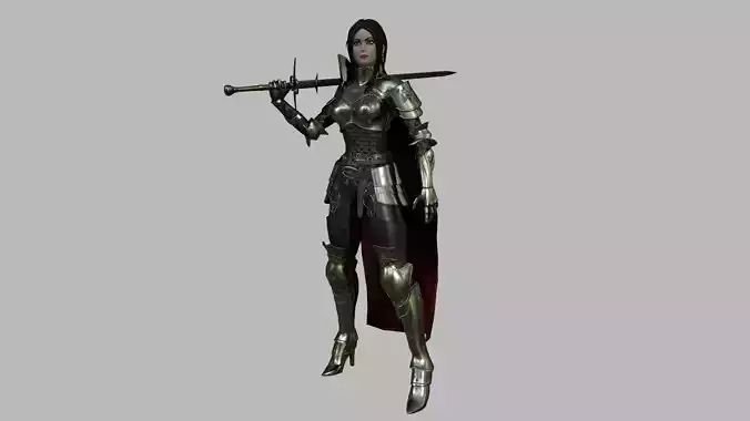 Female Knight Low-poly 3D model