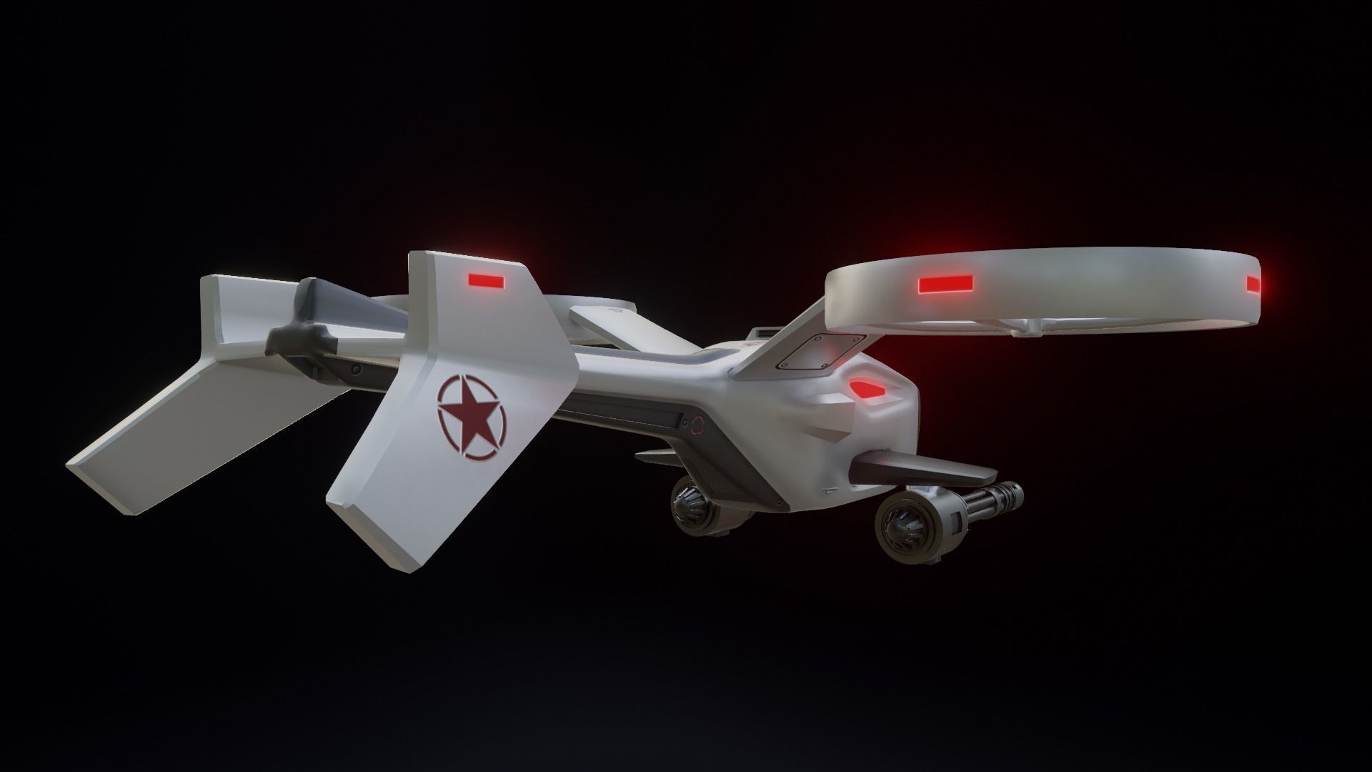 Combat Drone Concept Low-poly 3D model_6