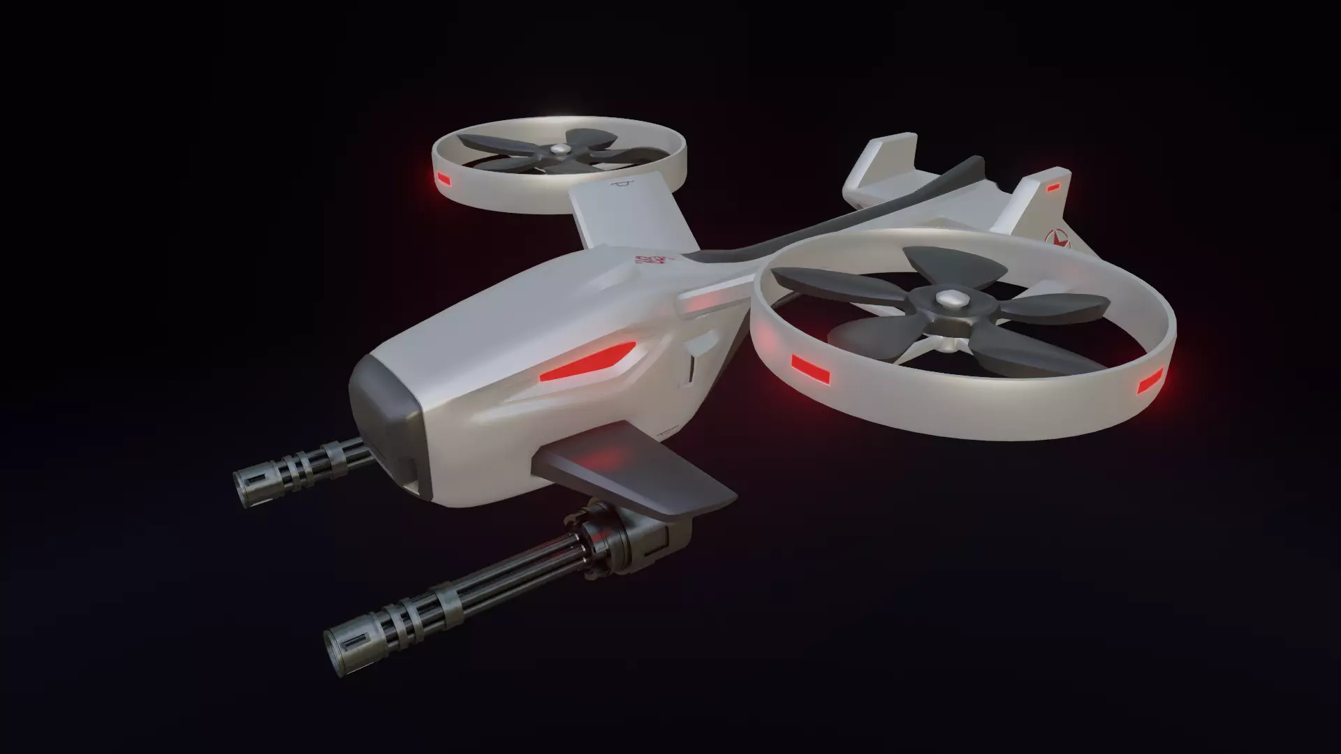 Combat Drone Concept Low-poly 3D model_0