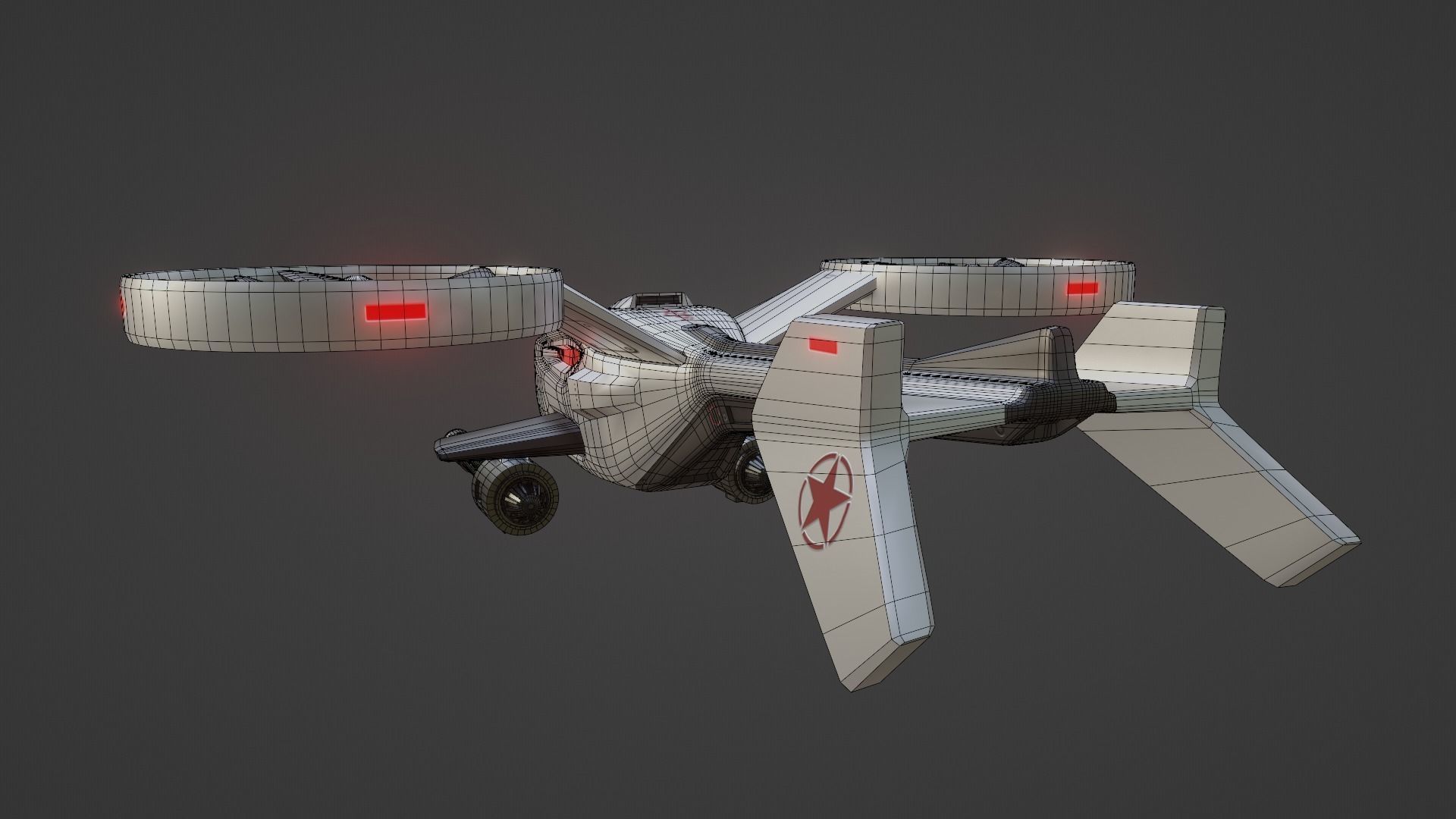 Combat Drone Concept Low-poly 3D model_14