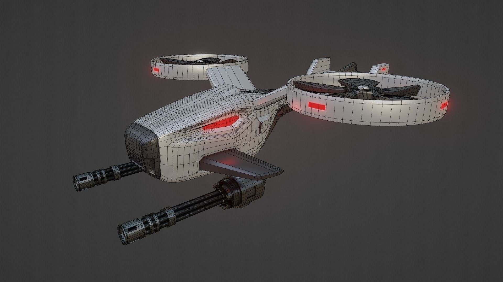 Combat Drone Concept Low-poly 3D model_13