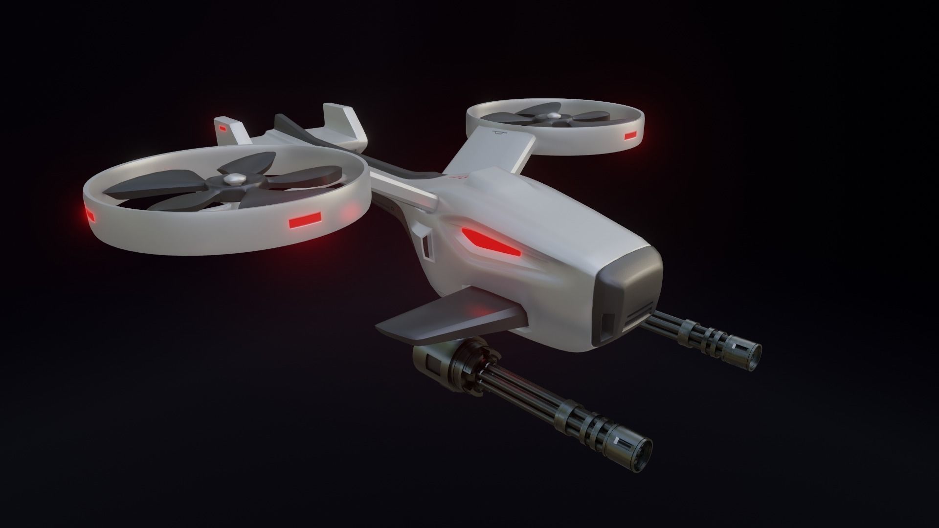 Combat Drone Concept Low-poly 3D model_3
