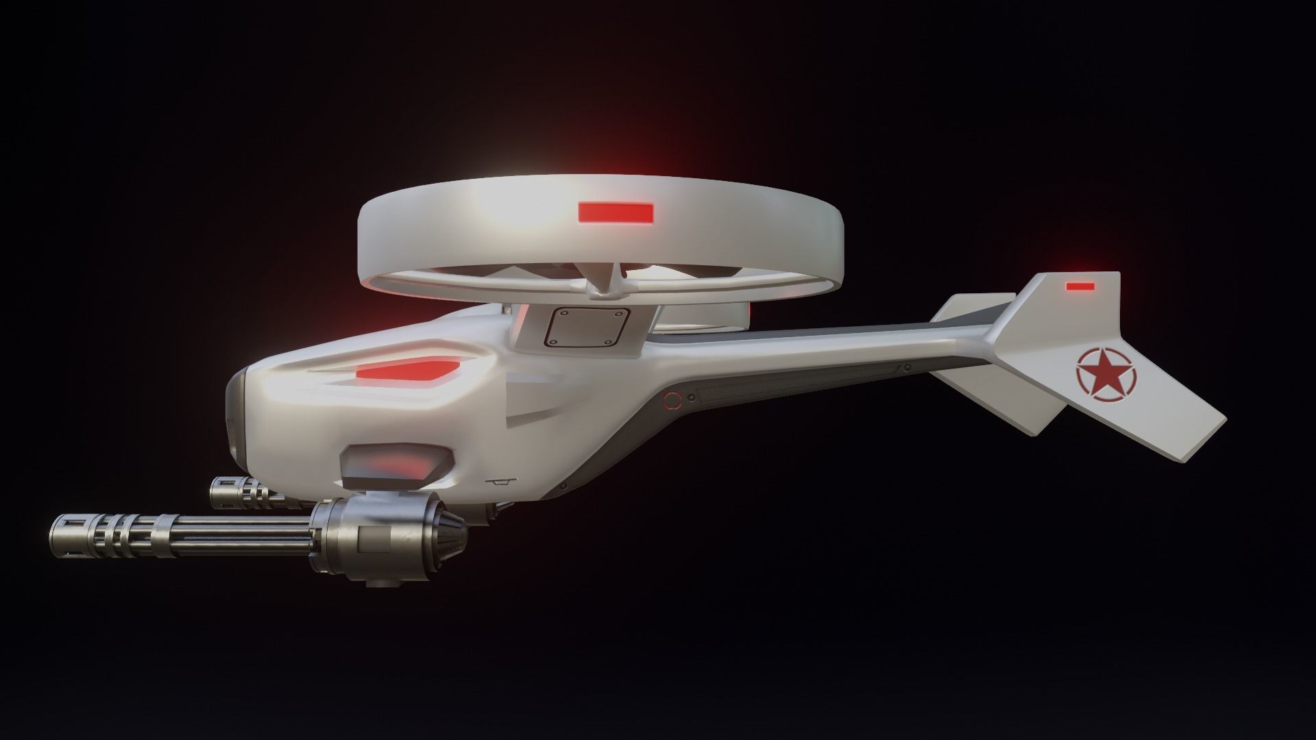 Combat Drone Concept Low-poly 3D model_1