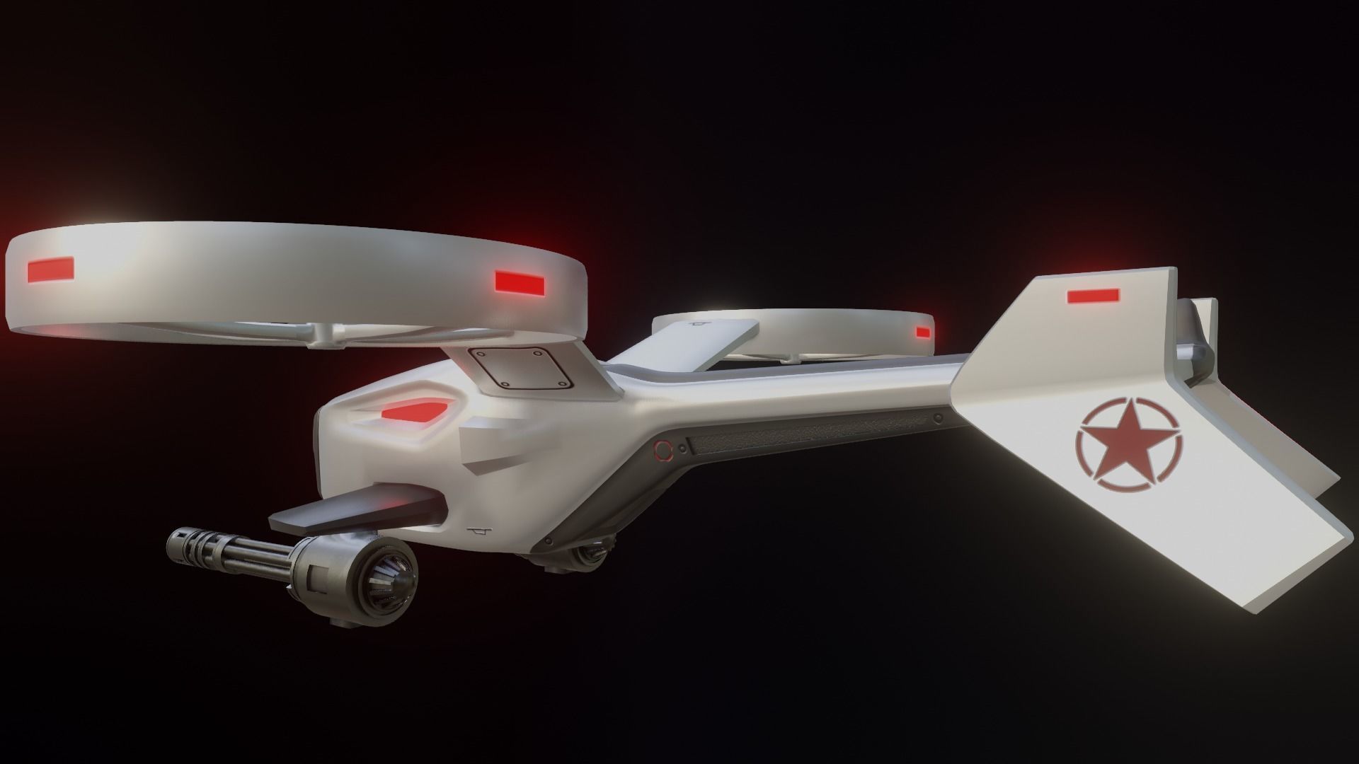Combat Drone Concept Low-poly 3D model_9