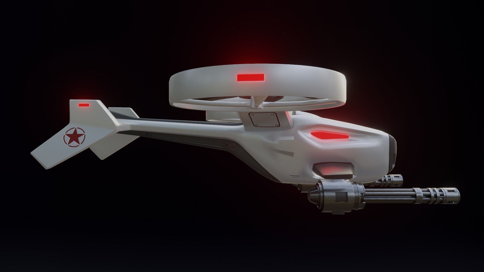 Combat Drone Concept Low-poly 3D model_2