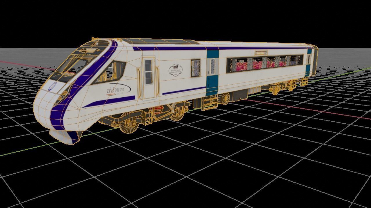 vande bharat express train 18 Low-poly 3D model_3
