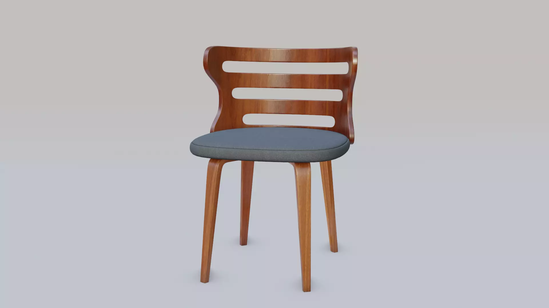 Rounded Back Modern Wood Dining Chair Low-poly 3D model