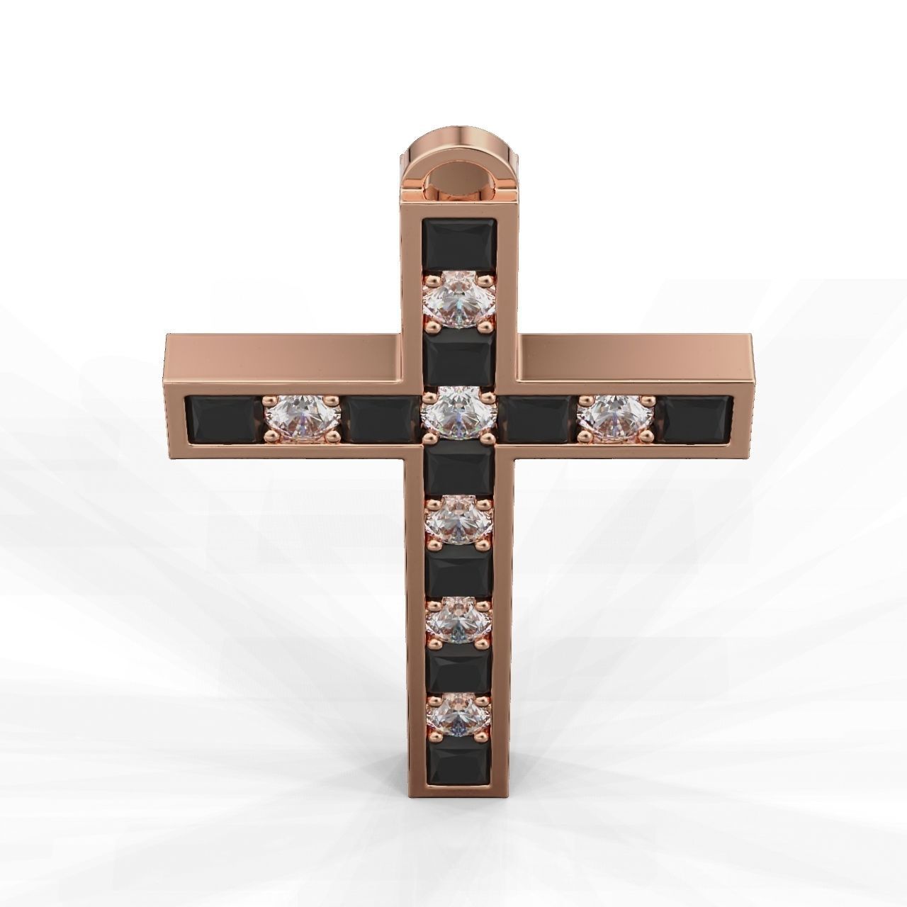 Pendant Cross Princess Round 3D print model_9