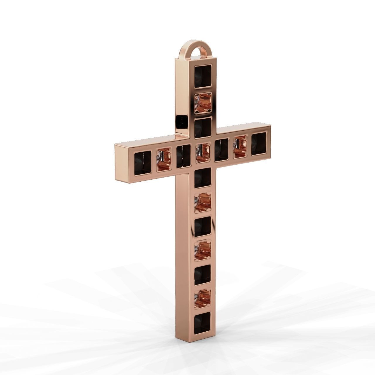 Pendant Cross Princess Round 3D print model_14