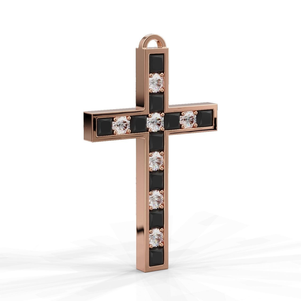 Pendant Cross Princess Round 3D print model_4