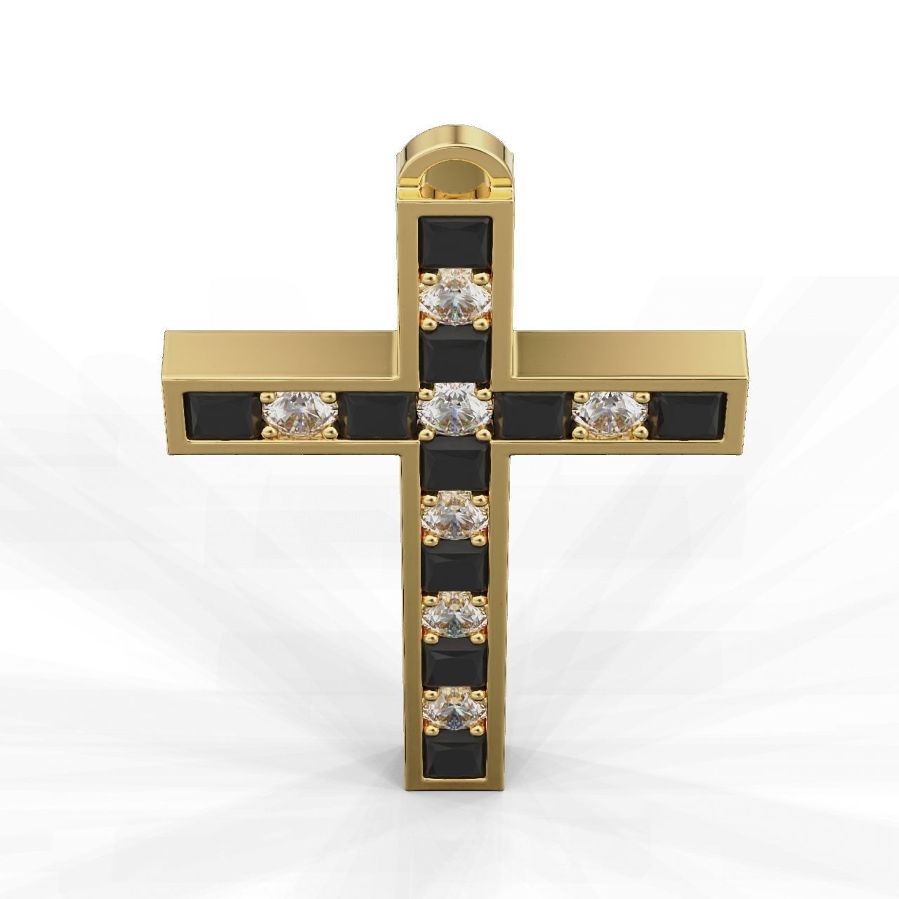 Pendant Cross Princess Round 3D print model_11