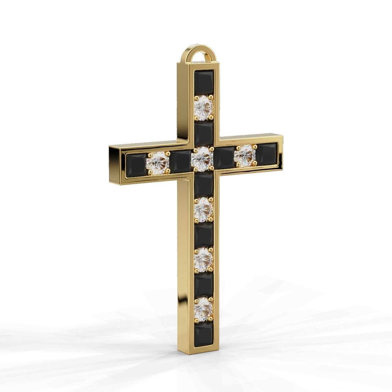 Pendant Cross Princess Round 3D print model_5