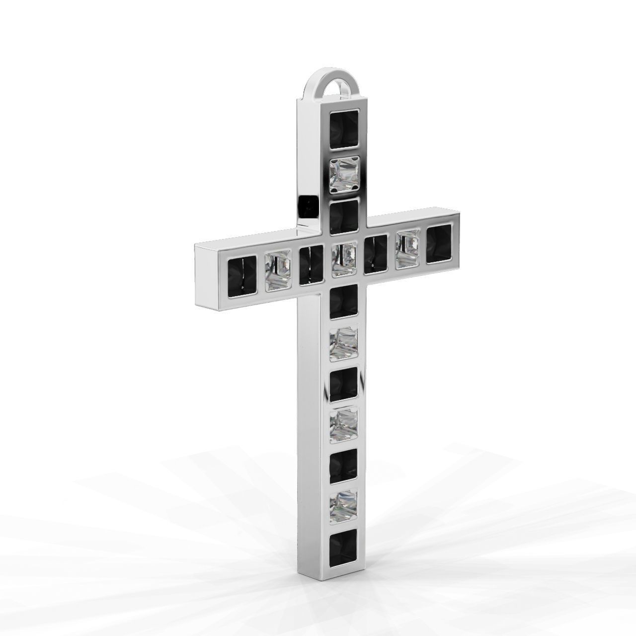 Pendant Cross Princess Round 3D print model_13