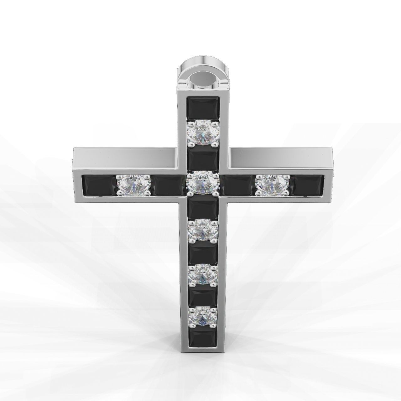 Pendant Cross Princess Round 3D print model_10