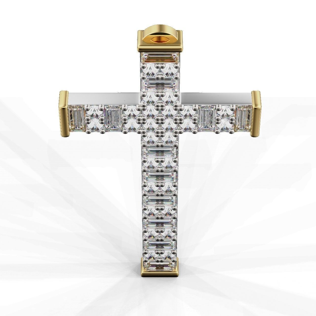 Pendant Cross Baguette  Princces 3D print model_3