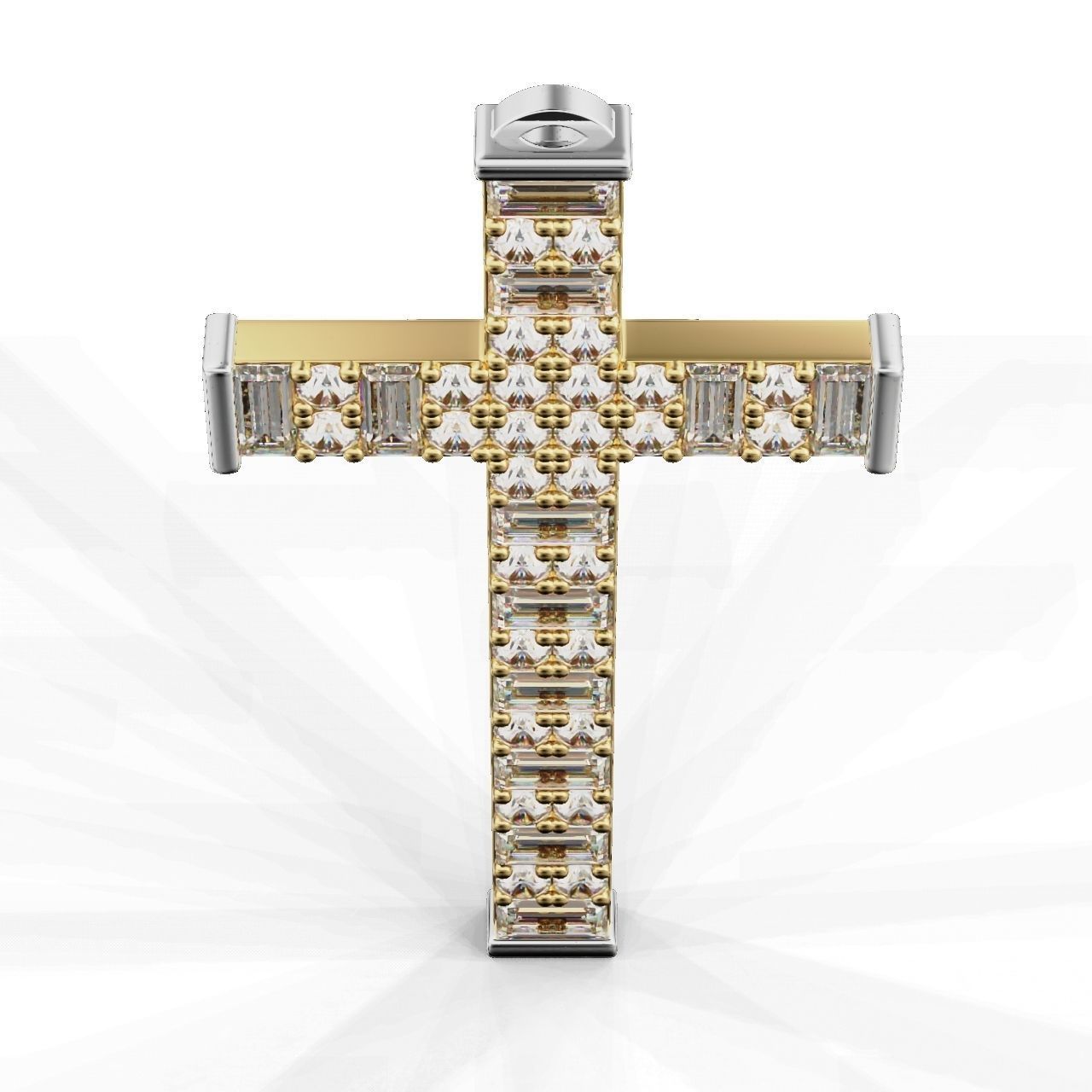 Pendant Cross Baguette  Princces 3D print model_9