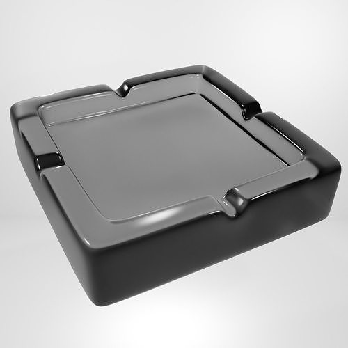 Well Rounded Square Ashtray 3D Model 3D model