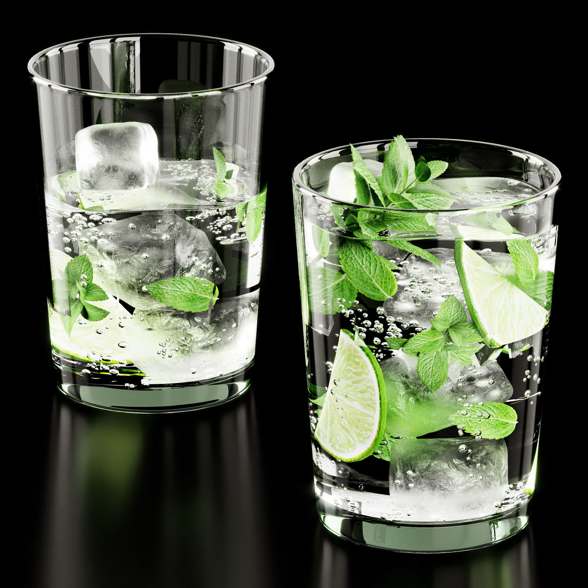 Mojito in glasses 3D model_1