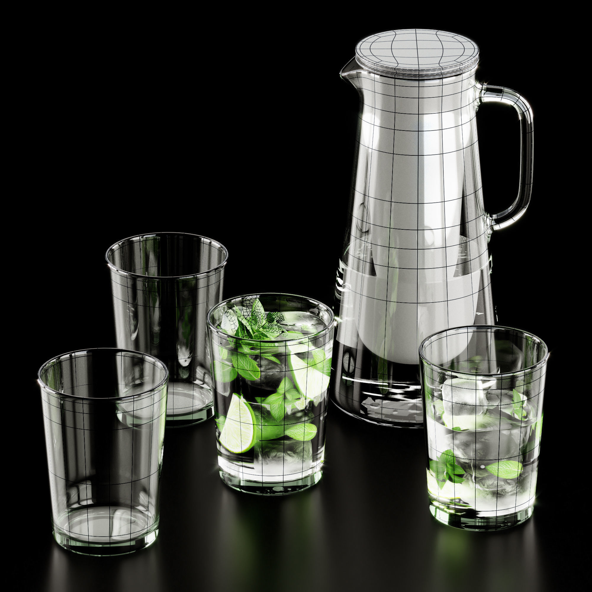 Mojito in glasses 3D model_5