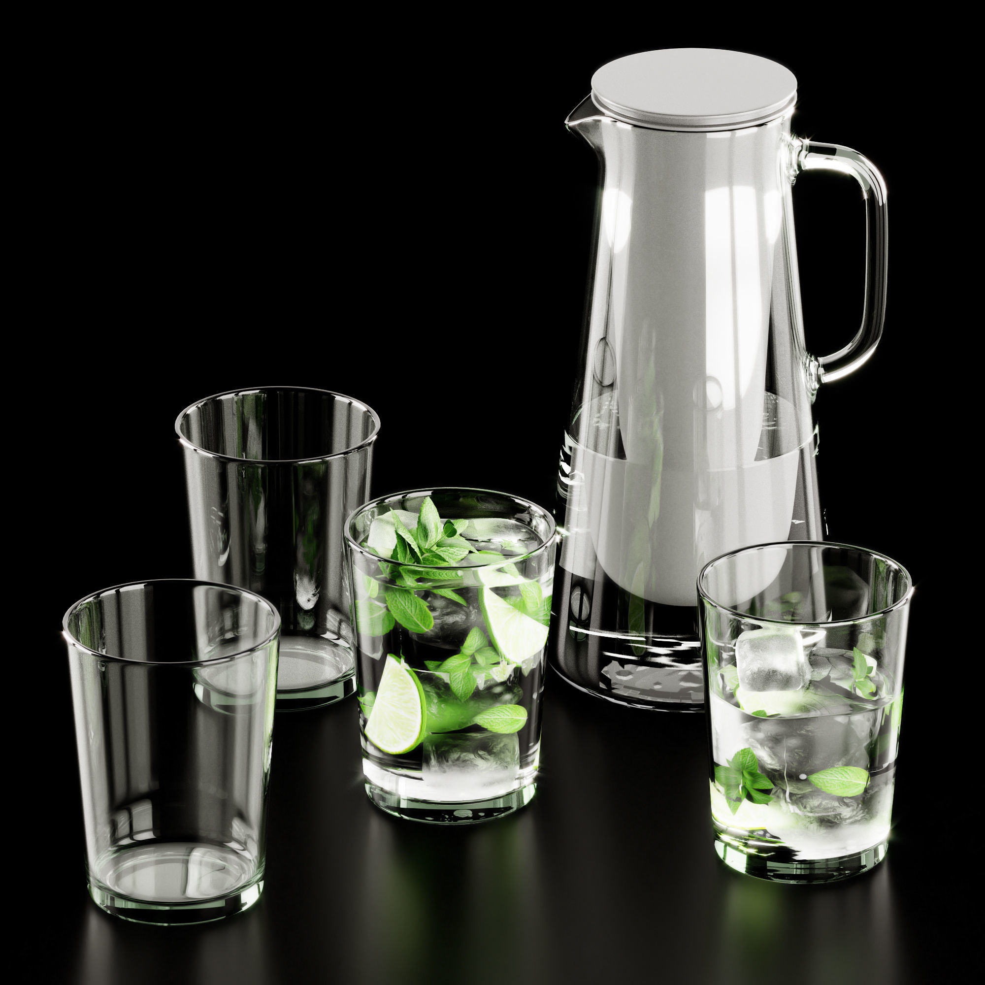 Mojito in glasses 3D model_3