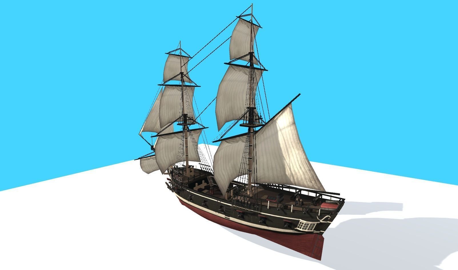 Pirate Ship Fully Loaded Low-poly 3D model_10