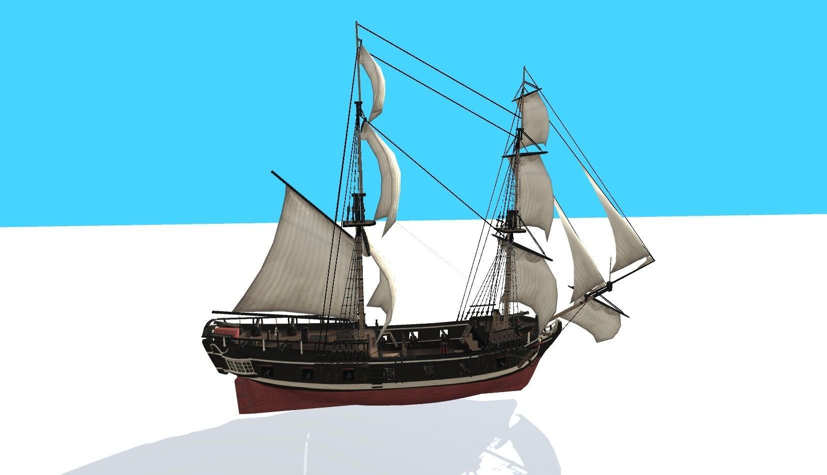 Pirate Ship Fully Loaded Low-poly 3D model_9