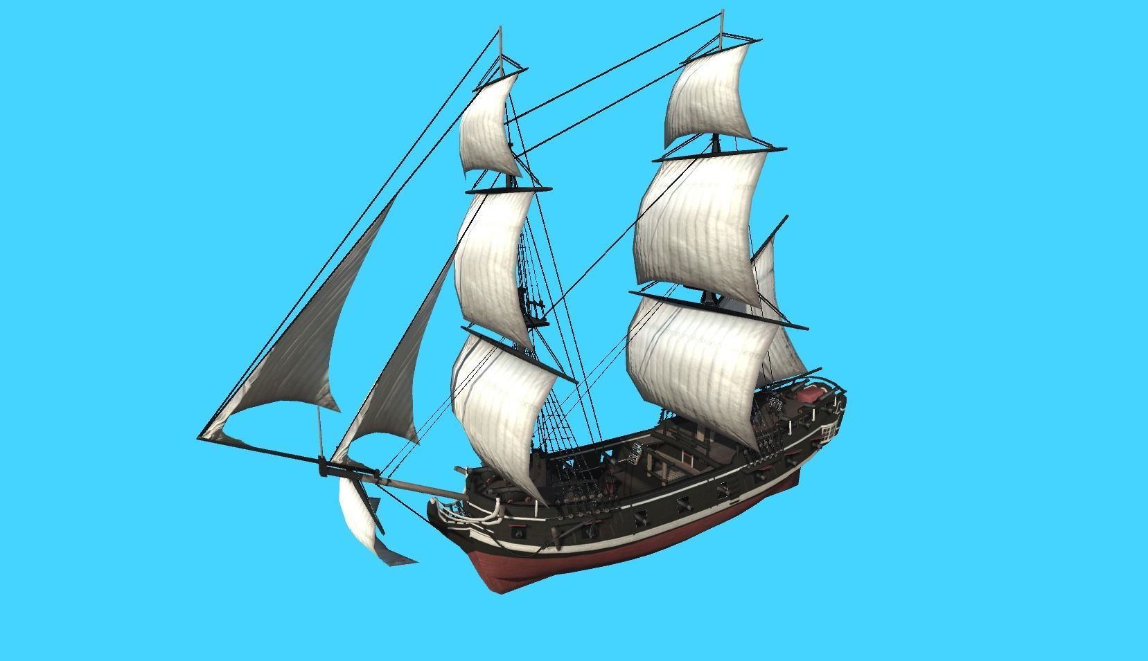 Pirate Ship Fully Loaded Low-poly 3D model_13