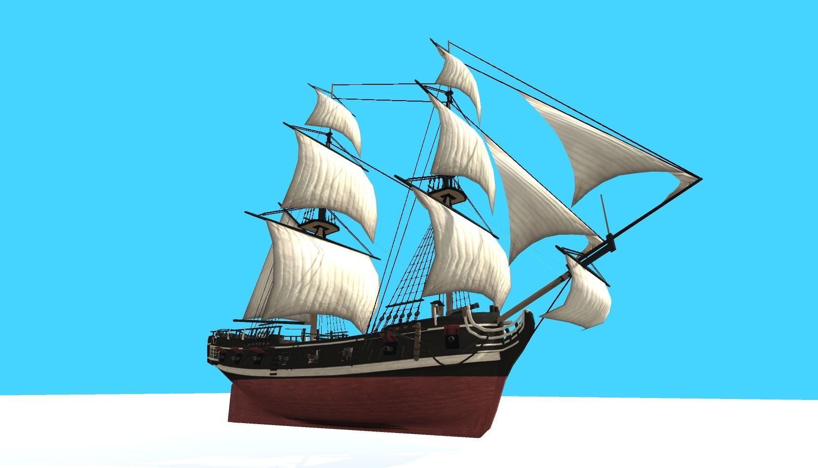 Pirate Ship Fully Loaded Low-poly 3D model_2