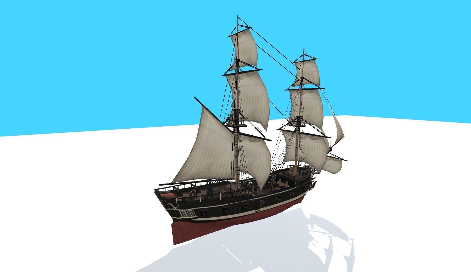 Pirate Ship Fully Loaded Low-poly 3D model_16