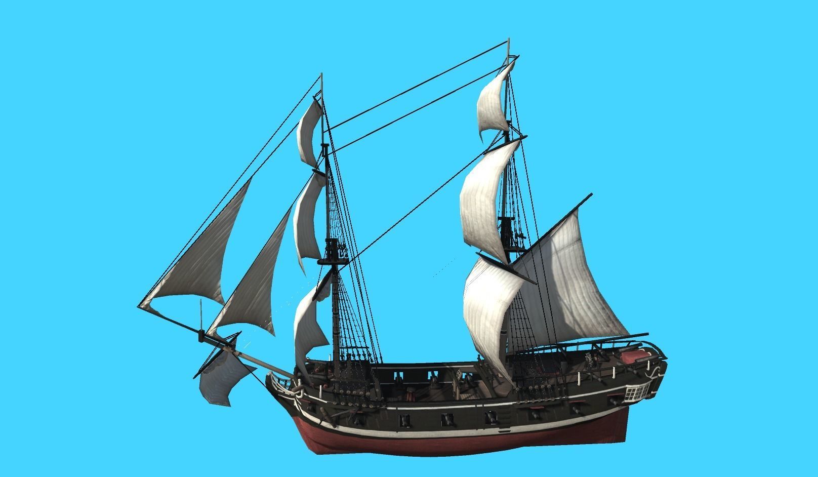 Pirate Ship Fully Loaded Low-poly 3D model_12