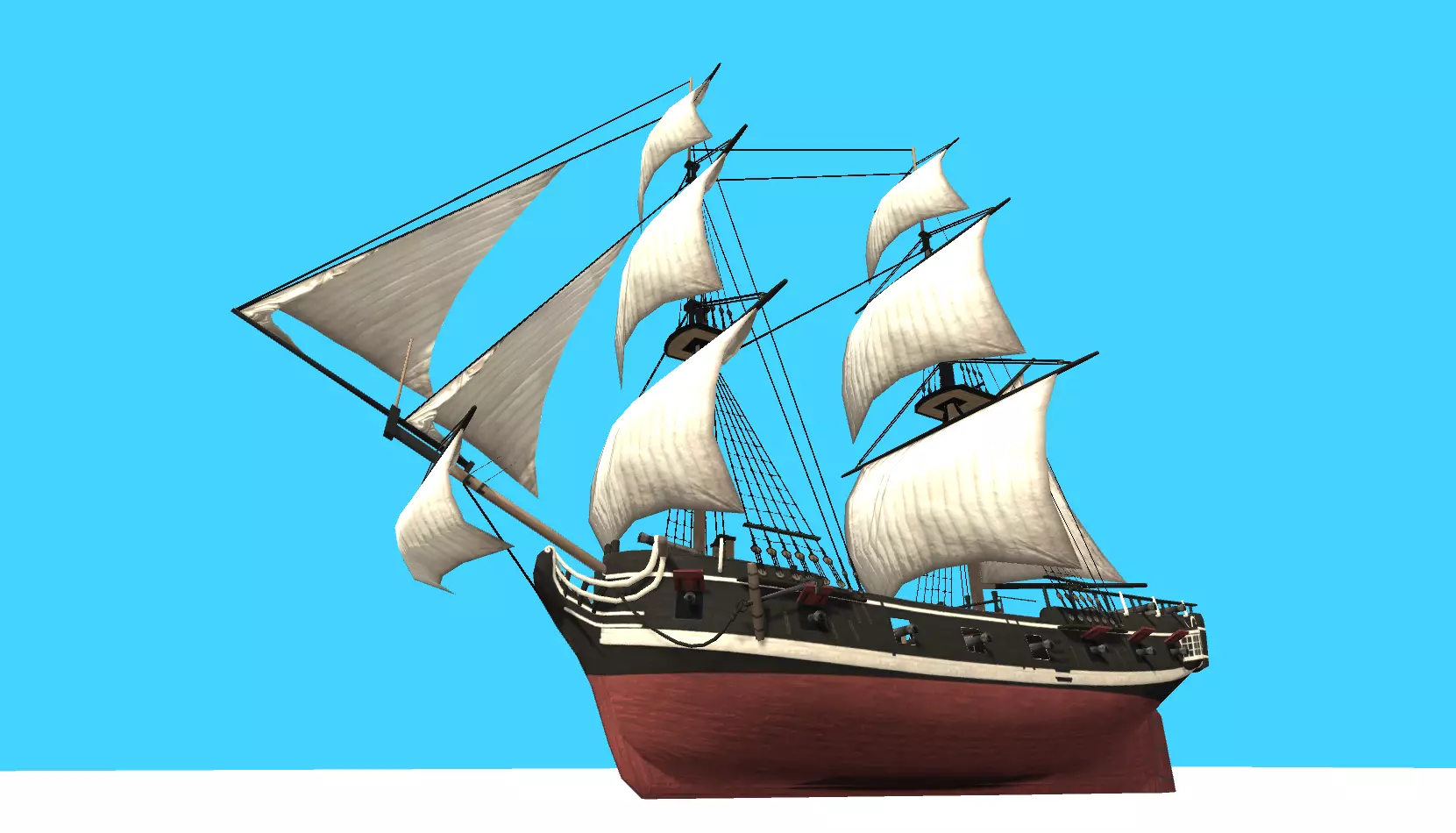 Pirate Ship Fully Loaded Low-poly 3D model_0