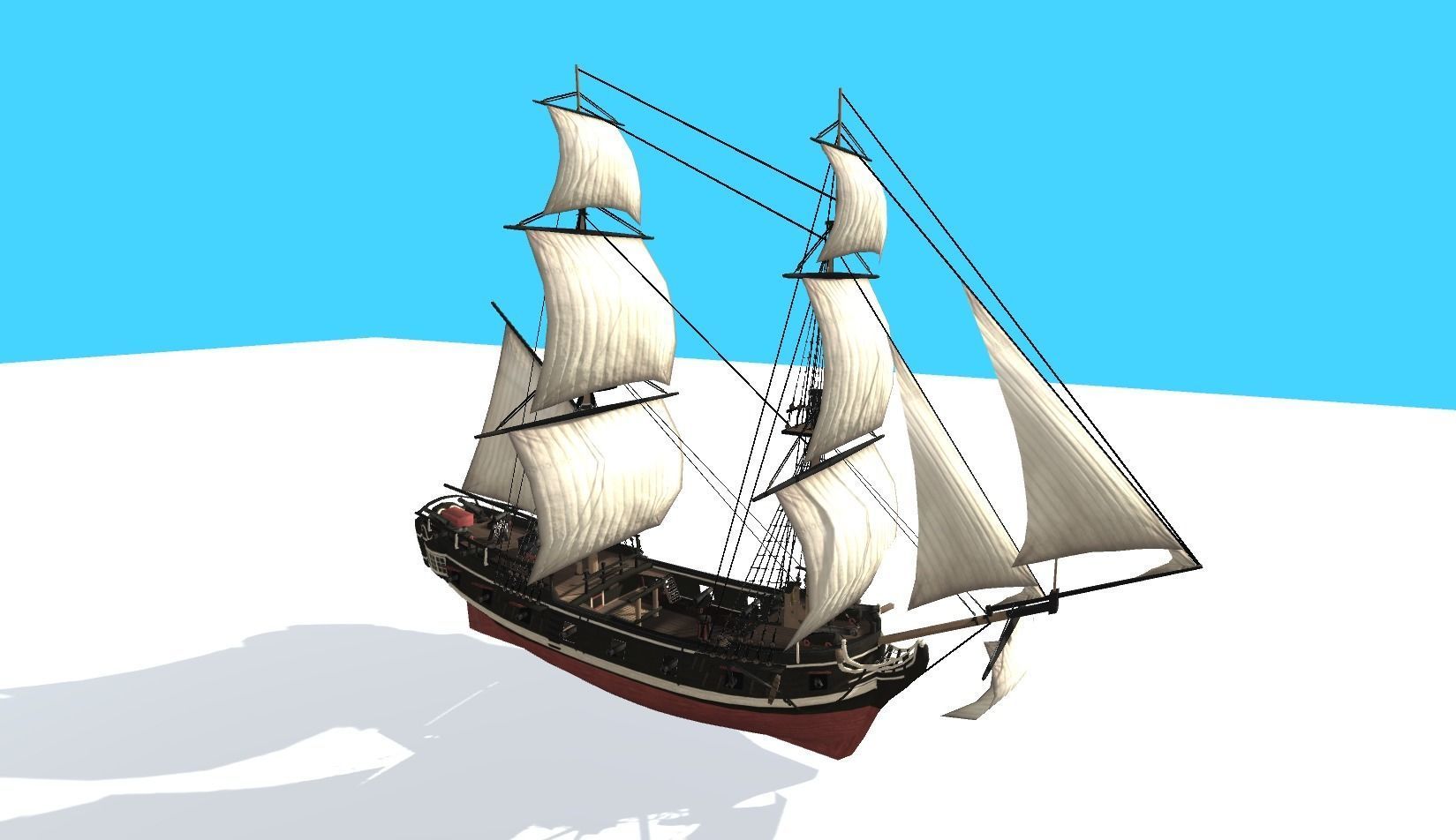 Pirate Ship Fully Loaded Low-poly 3D model_11