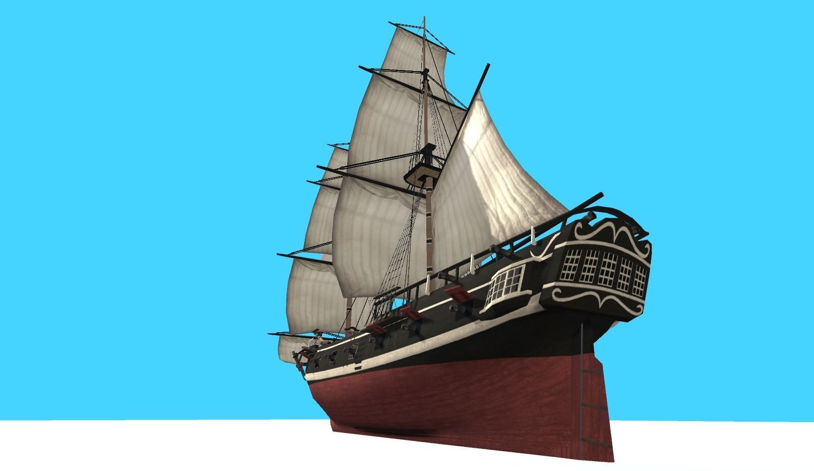 Pirate Ship Fully Loaded Low-poly 3D model_1