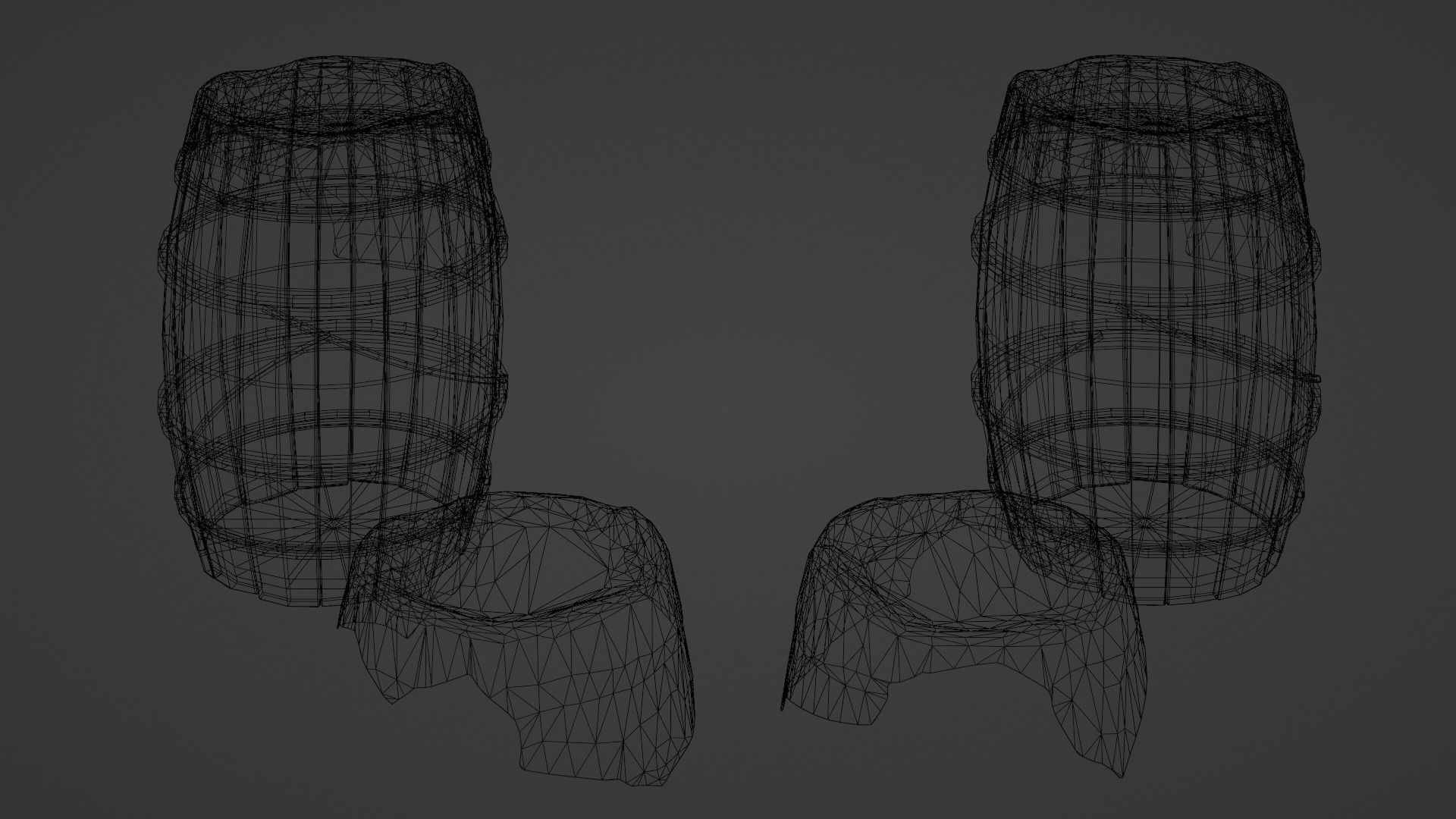 Medieval Wooden Barrels Low-poly 3D model_6