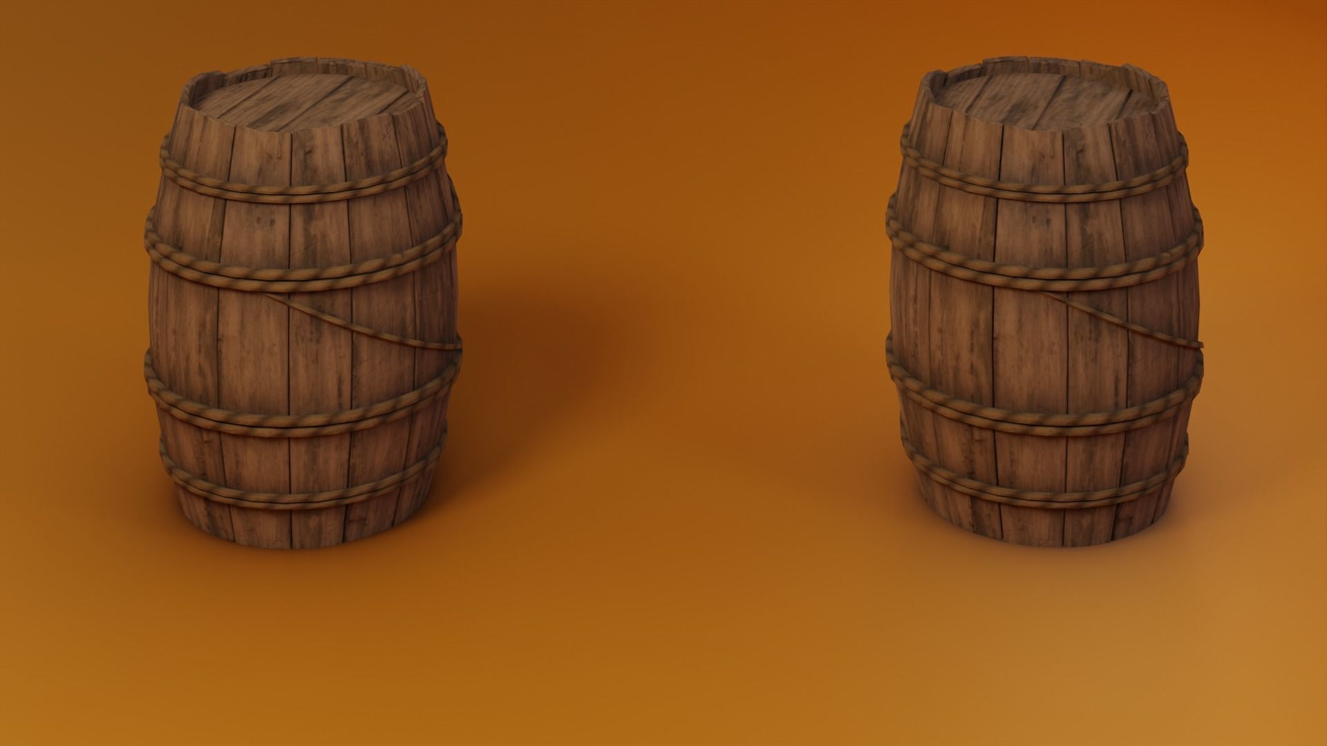 Medieval Wooden Barrels Low-poly 3D model_4